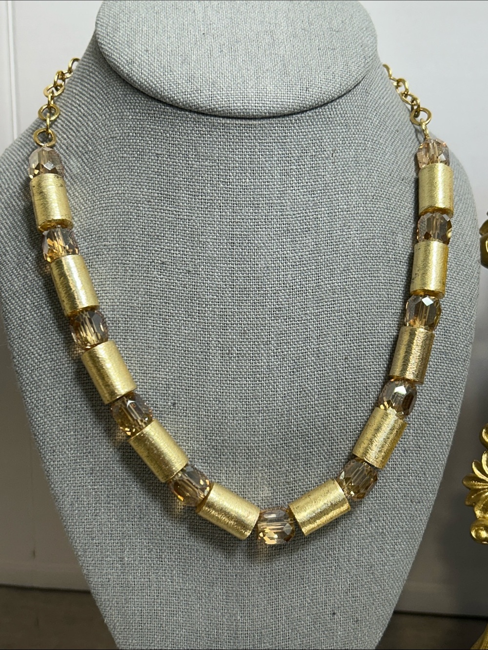 Gold-Tone Crystal Tube Necklace - Women Jewelry